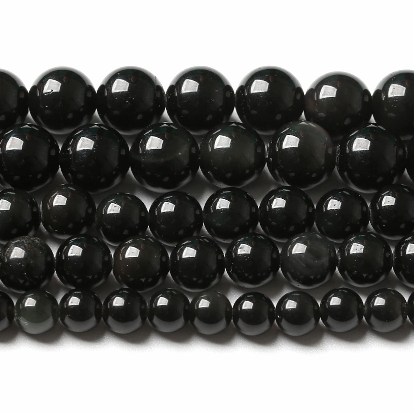 12MM 32PCS Natural Stone Black Obsidian Gemstone Loose Beads for Jewelry Making DIY Bracelet 1 Strand