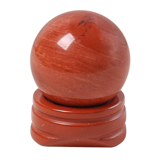 Casaper Natural Red Jasper Ball with Stone Stand, Healing Crystal Sphere for Home Fengshui Yoga Meditation, Reiki Energy Balancing 1.18”(30mm)