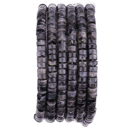 BEADIA Natural Black Spectrolite Spacer Beads Caps Loose Semi Gemstone for Beading Jewelry Making 4mmx2mm 38cm