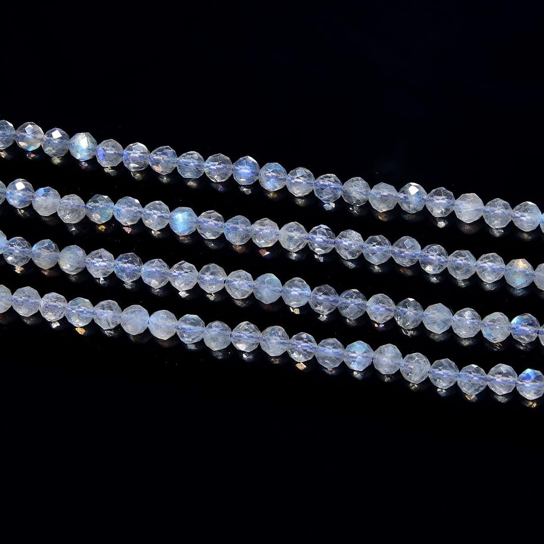 Adabele 30 Inch Natural Flashy Labradorite Healing Gemstone 3mm (0.12 Inch) Tiny Small Faceted Round Loose Beads Stone Spacer (250-270pcs Total) for Craft Jewelry Making GK3-5