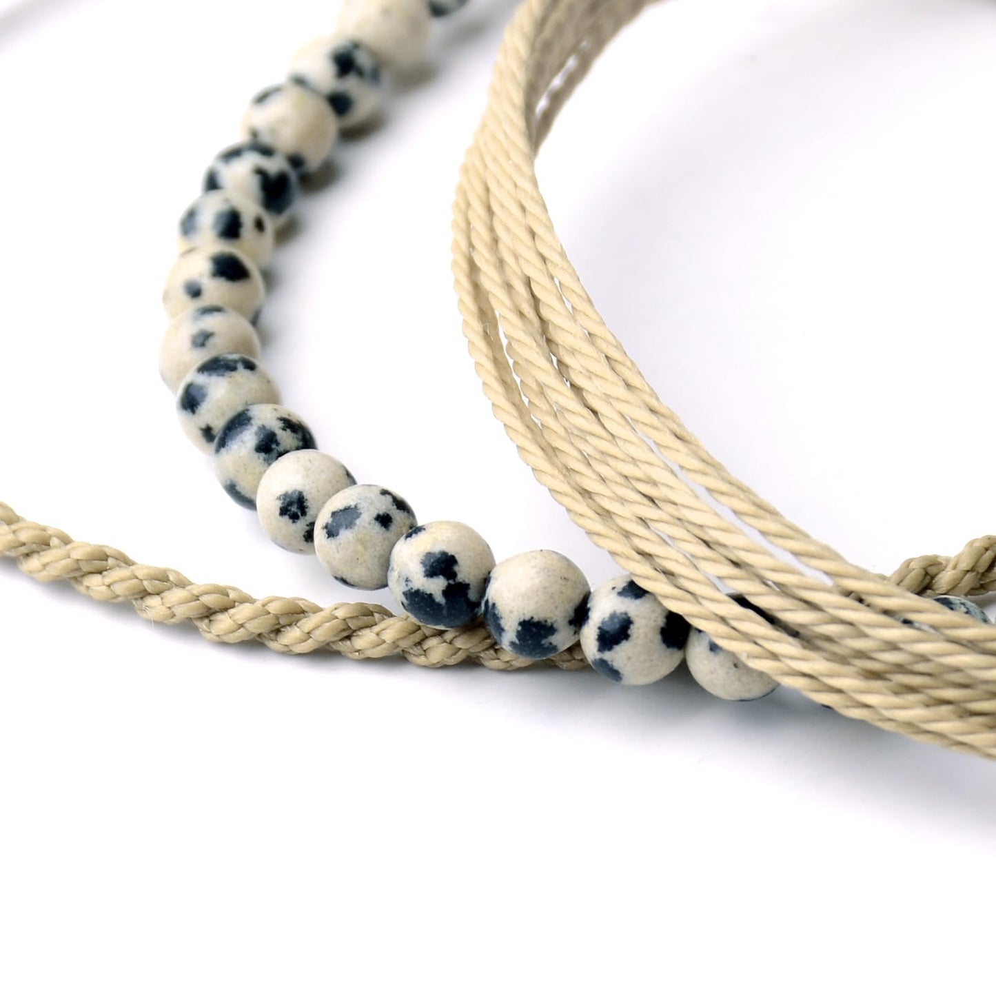 Handmade Natural Stone Beaded Healing Bracelet Gift for Men Adjustable Rope String Bracelet (Dalmatian Stone, Adjustable)