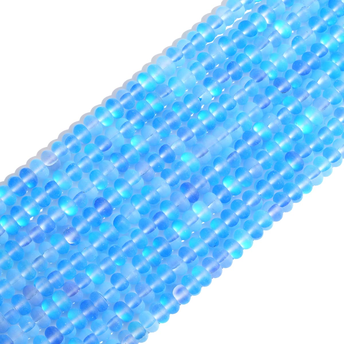 4×6mm Dark Blue Matte Aurora Crystal Glass Beads Loose Rondelle Disc Beads Frosted Moonstone for Jewelry Making