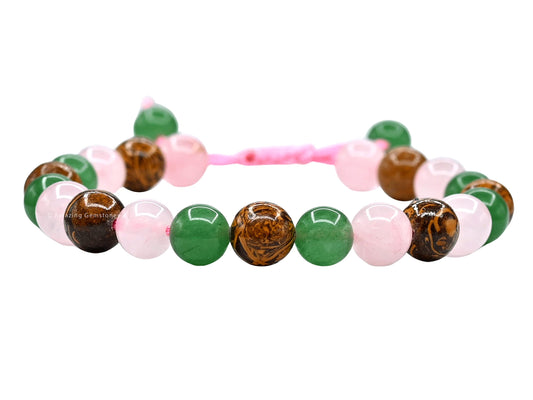 Amazing Gemstone Bracelet for New Mom Manifestation - Green Aventurine Mariyam Jasper Rose Quartz Bracelet Set for Men Women Healing Calming Anxiety Stress Relief Gifts Pulseras Para Hombres Mujer