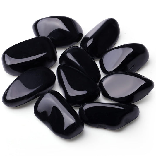 QINJIEJIE Black Obsidian Crystals Polished Stones Bulk 0.6-1" Natural Stone Tumbled Reiki Healing Crystal for Succulents Plants Vase Filler Decoration Bulk 0.45 LBS