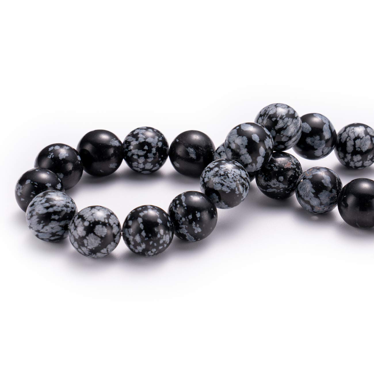 BEADIA Natural Snowflake Obsidian Stone Round Loose Semi Gemstone Beads for Jewelry Making 10MM 38PCS