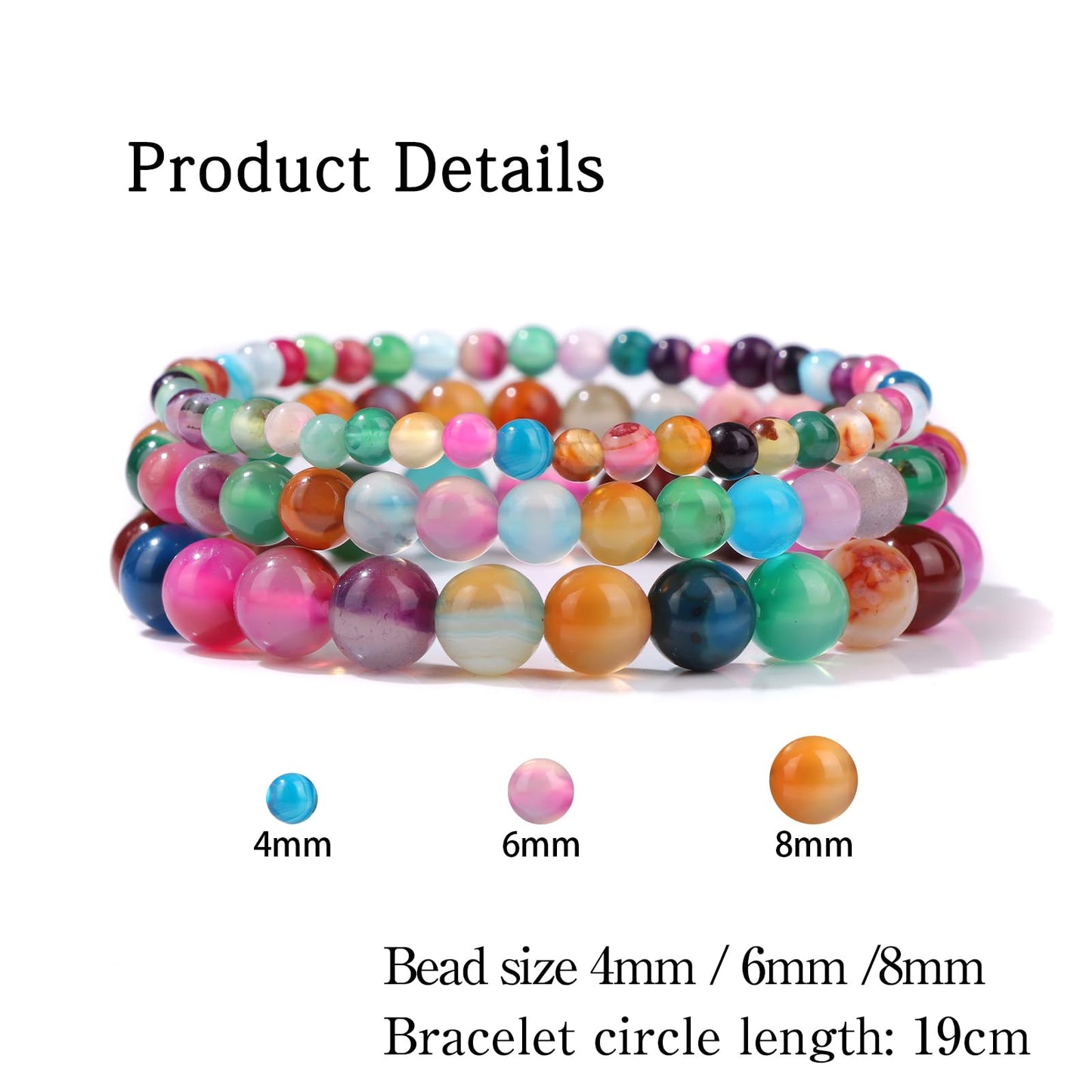 Risyfjew 3 PCS Healing Crystal Bracelets for Women 8mm Natural Stone Beaded Stretch Bracelet Amethyst Jewelry Gifts