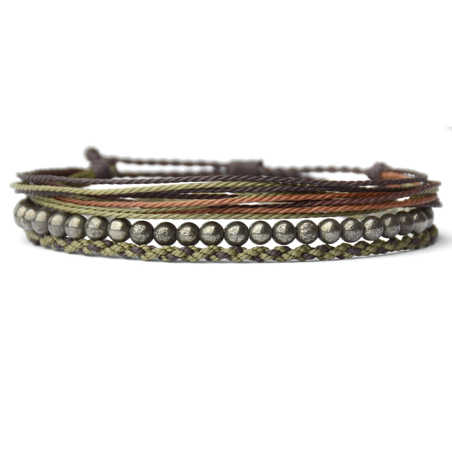 Handmade Natural Stone Beaded Healing Bracelet Gift for Men Adjustable Rope String Bracelet (iron-pyrite, Adjustable)