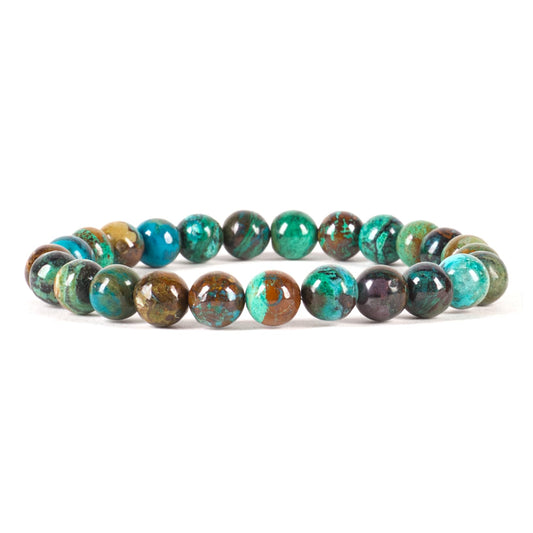 Cherry Tree Collection Chrysocolla Beaded Bracelet – Genuine 8mm Gemstone Stretch Bracelet for Men & Women – Handmade Crystal Bracelet - (Chrysocolla - M)
