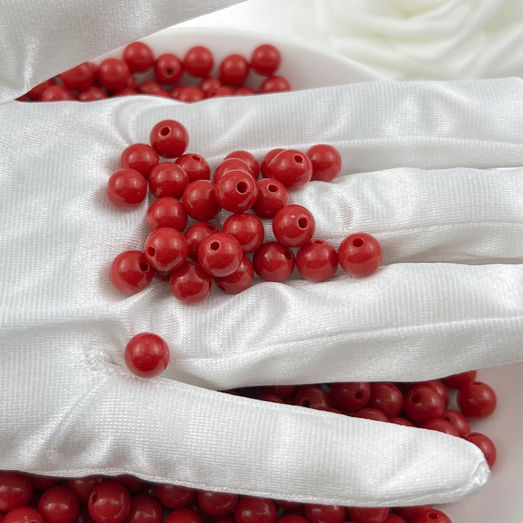 Mulutoo 400pcs 8MM Acrylic Round Beads - Bright Red