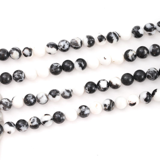8mm 45pcs DIY Natural Black White Zebra Stone Beads Round Healing Crystal Gemstone Loose Beads for Jewelry Making Handmade Bracelet Necklace