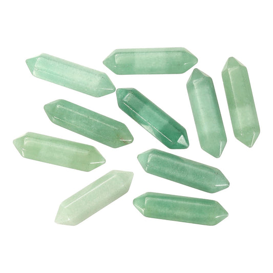 MECCANIXITY 10 Pack Green Aventurine Quartz Crystals, Polished Crystals Bulk Hexagonal Shaped Meditation Gemstone for Jewelry Making Energy Balance Accessories Gifts