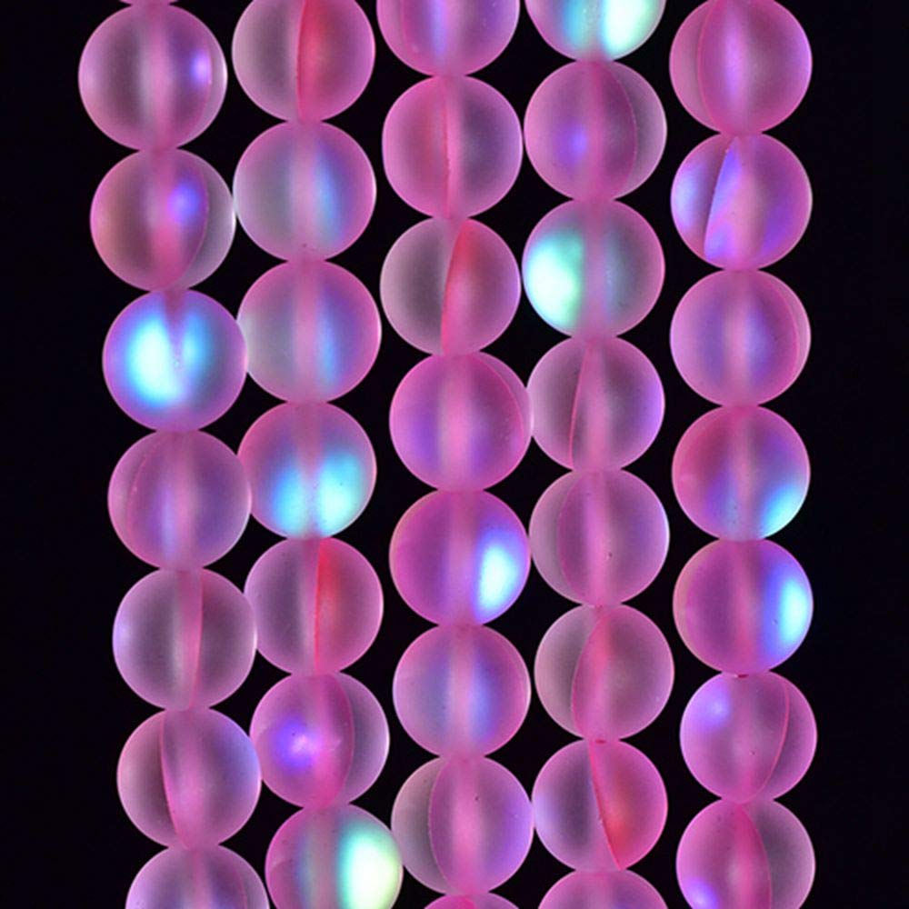 Asingeloo 60PCS 6mm Natural Pinkish Mystic Aura Quartz Gemstone Frosted Matte Titanium Round Loose Spacer Beads 15 inch Full Strand Crystal Healing Power Quartz