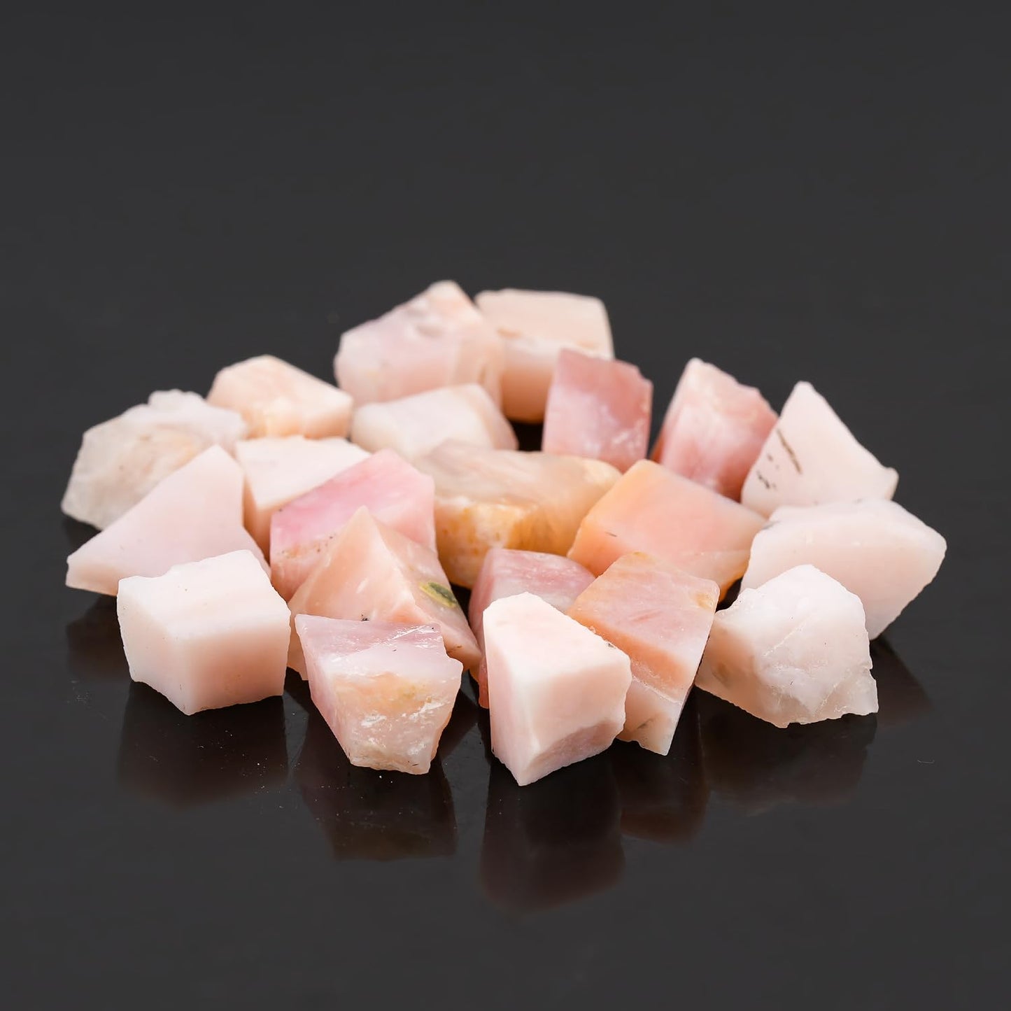 ColouredRocks 100 carats Pink Opal Crystals, Raw Stones, Rough Gemstones, Jewelry Making Supply, Cabbing, Polishing, Cutting, DIY, Crafts (20pcs) (10-15mm)