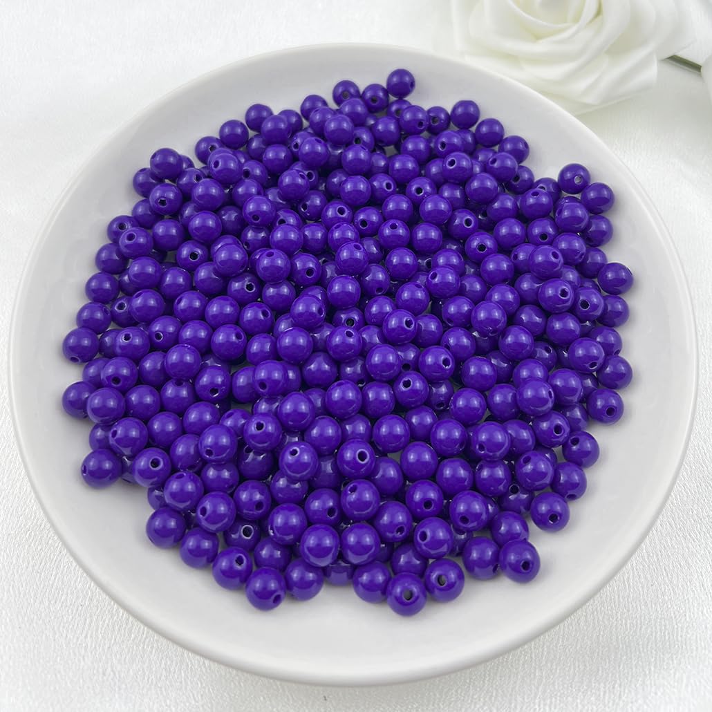 Mulutoo 1000 Pieces 6MM Acrylic Round Beads - Deep Purple