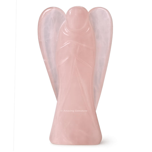 Amazing Gemstone Rose Quartz Angel - Rose Quartz Crystal Angel and Pocket Guardian Angel Crystal Figurines (3 inches)