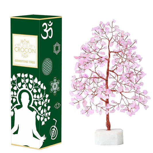Crocon® Rose Quartz Crystals Tree, Birthday Gifts for Women, Mom, Girlfriend & Sister | Pink Room Decor Healing Crystals | House Warming Gifts Unique Spiritual Present Idea for Woman & Men Decoration