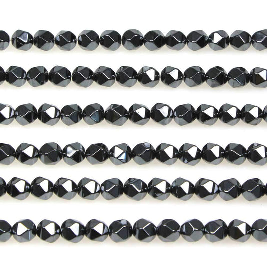 MJDCB Best Sellers Natural Stone Beads Faceted Polygon Hematite Energy Stone Healing Power for Jewelry Making(8mm)
