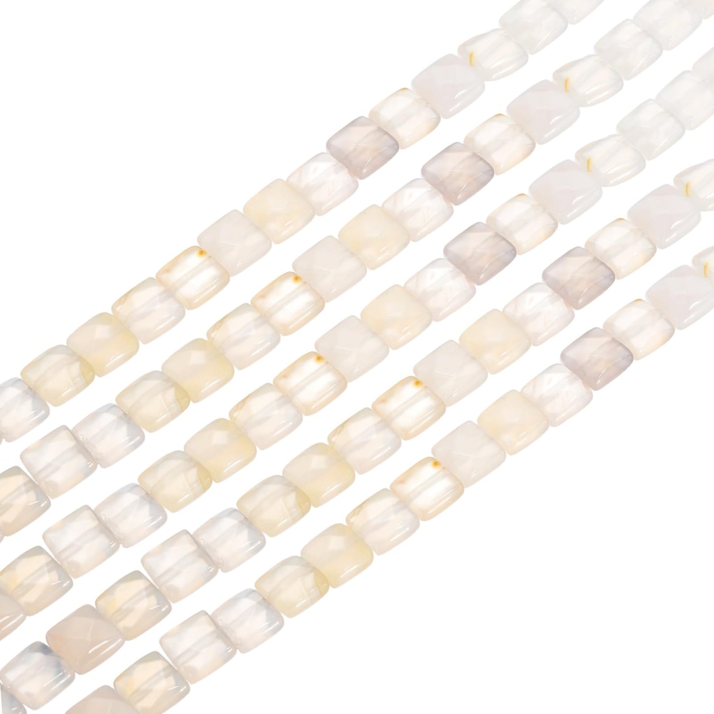 PATIKIL 50 Pack Natural Stone Beads, 8mm Faceted Square Agate Beads Bulk White Agate Stones, for DIY Jewelry Making Necklace Bracelet Accessories, 2 Strands, 16 Inches, Clear