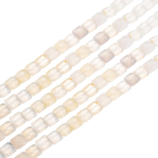 PATIKIL 50 Pack Natural Stone Beads, 8mm Faceted Square Agate Beads Bulk White Agate Stones, for DIY Jewelry Making Necklace Bracelet Accessories, 2 Strands, 16 Inches, Clear