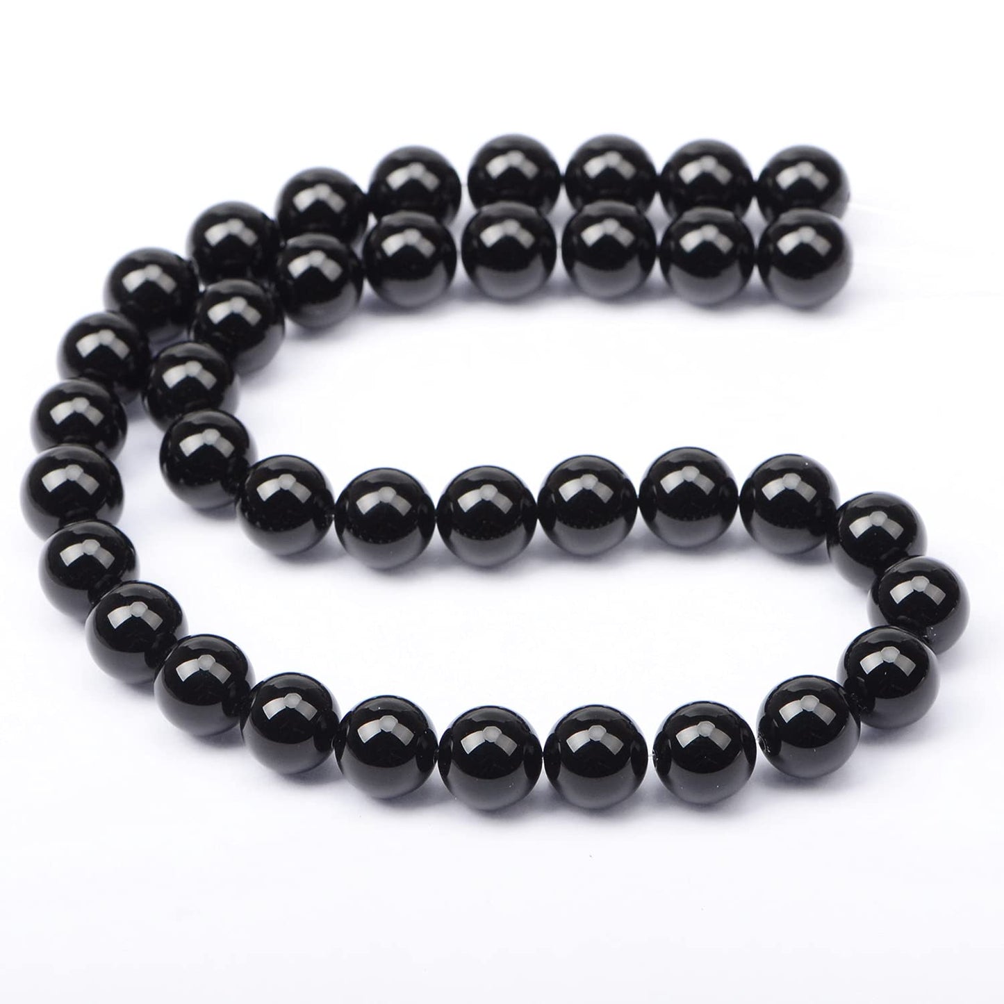 AD Beads Natural Gemstone Round Loose Beads 15" for Bracelet Necklace Earrings Jwelery Making Crafts DIY (10mm, Black Onyx)