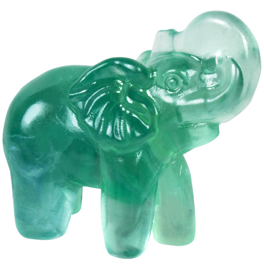 Hguxmcu 2 Inch Fluorite Crystal Elephant Sculpture Handcrafted Healing Stone Animal Figurine Spiritual Home Decor Lucky Charm Gift for Wealth Success Positive Energy and Meditation Lovers