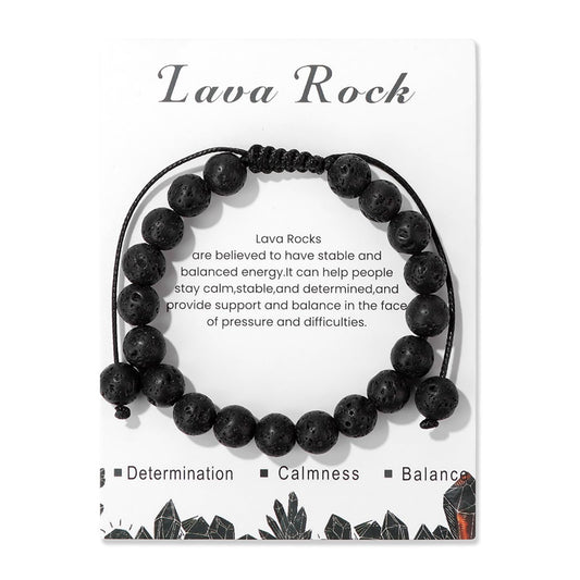 Lava Stone Bracelet for Men Women 8mm Dainty Handmade Adjustable Lava Bead Bracelet Healing Crystal Bracelet Gemstone Bracelets Lava Rock Bracelets for Women