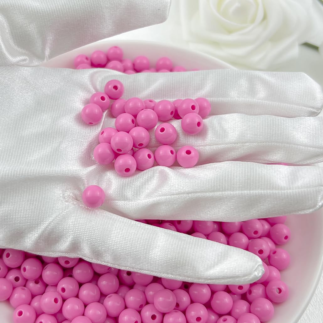 Mulutoo 120Pieces 12MM Acrylic Round Beads Round Acrylic Balls Chunky Beads Smooth Spacer Plastic Pastel Beads Craft Beads for Necklace and Bracelet Making Crafting Supplies(181-light Rose red)