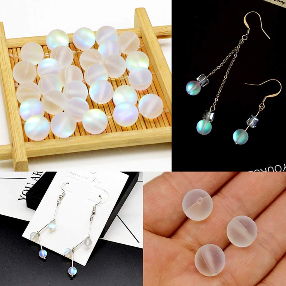 UUYYEO Matte Crystal Glass Mermaid Aurora Moonstone Beads for Jewelry Making - 6 mm, 100 pcs