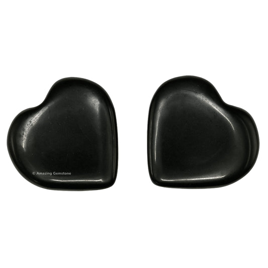 Amazing Gemstone Black Tourmaline Stone Heart - Pack of 2 Crystal Heart Stones Rocks - Corazones De Piedra Crystals and Healing Stones Heart Shaped Crystal - Stocking Stuffers Gifts