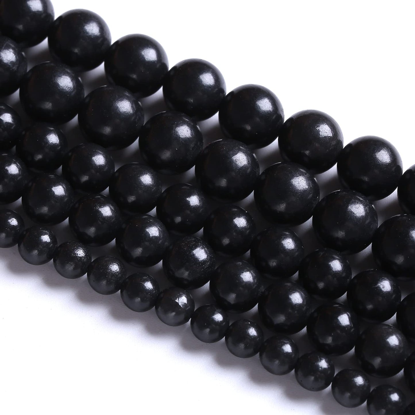 160PCS 4MM Natural Stone Shungite Beads Crystal Loose Beads for Jewelry Making DIY Bracelet