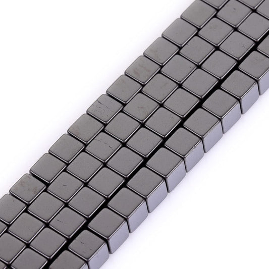 HAAMIIQII 65pcs 6mm Natural Black Hematite Loose Gemstone Beads Square Shape Spacer Stone Beads for Jewelry Making DIY Bracelets Necklaces Crafting