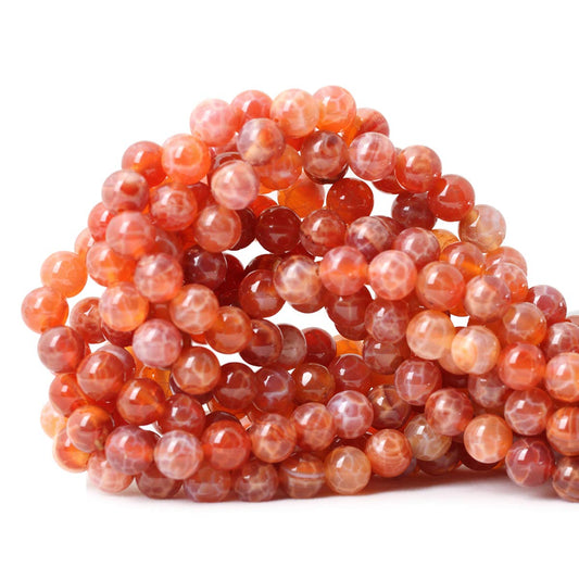 CHEAVIAN 45PCS 8mm Natural Red Dragon Vein Agate Round Loose Beads for Jewelry Making 1 Strand 15 inch