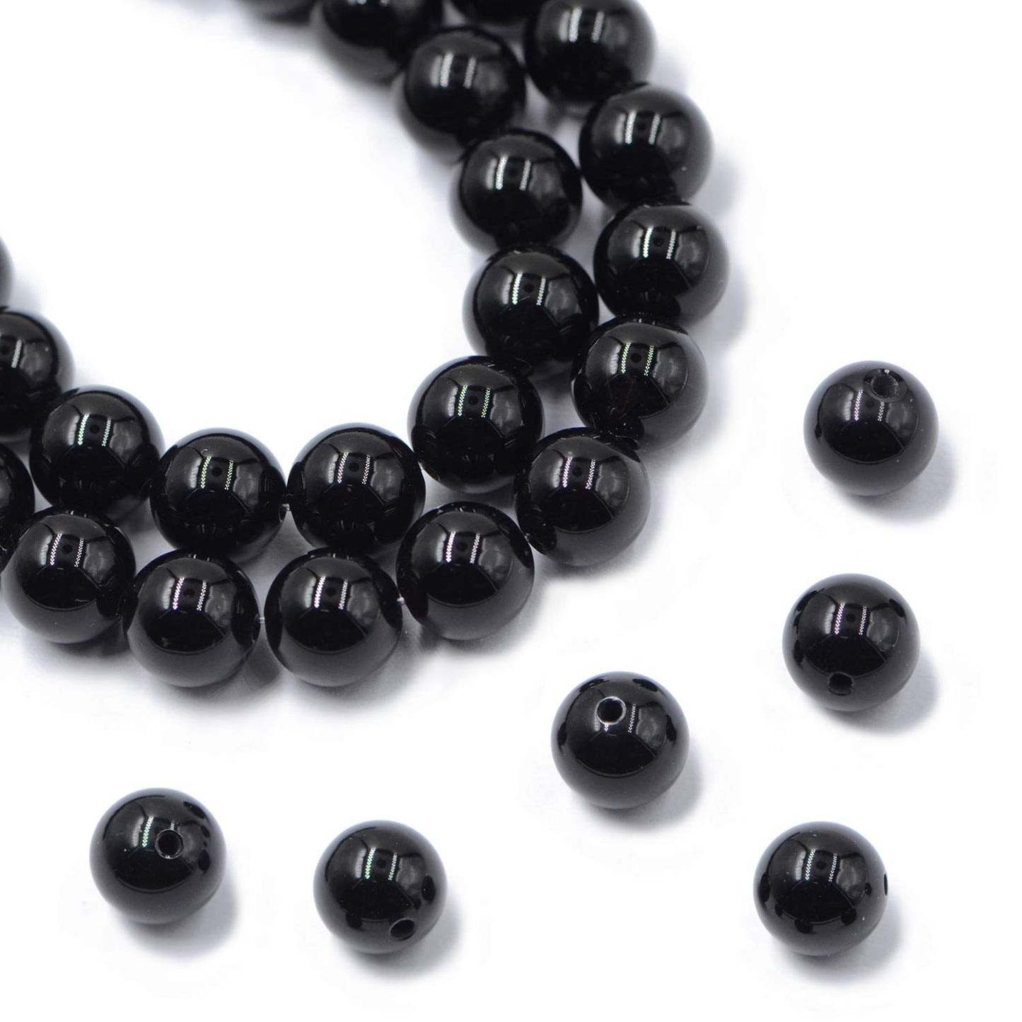 AD Beads Natural Gemstone Round Loose Beads 15" for Bracelet Necklace Earrings Jwelery Making Crafts DIY (4mm, Black Onyx)