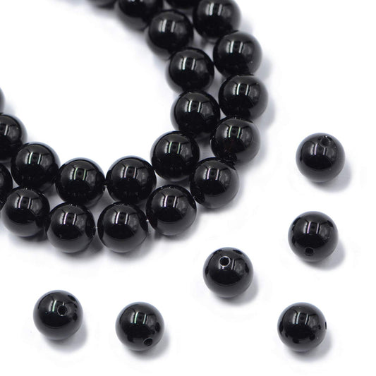 AD Beads Natural Gemstone Round Loose Beads 15" for Bracelet Necklace Earrings Jwelery Making Crafts DIY (8mm, Black Onyx)
