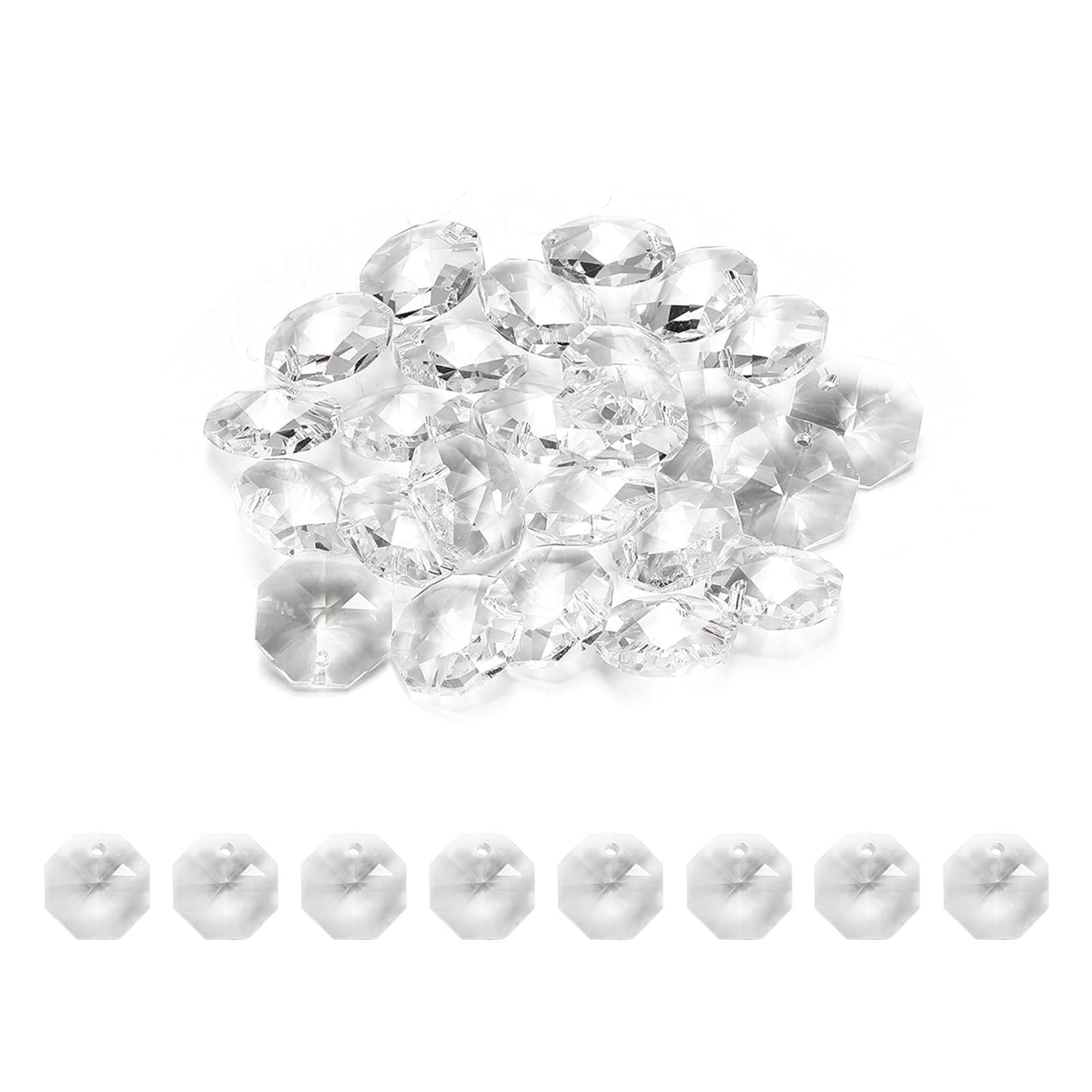 uxcell 25Pcs 1 Hole Crystal Octagon Beads, 16mm K9 Glass Hanging Chandelier Beads Prisms Parts for Crystal Chandeliers Lamp Hanging Pendant Jewelry DIY Craft, Clear
