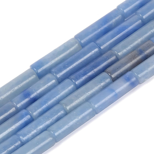 HAAMIIQII Natural Blue Aventurine Tube Beads 13x4mm Column Stone Cylinder Gemstone Loose Beads for Jewelry Making Strand 15 Inch (28-29pcs)