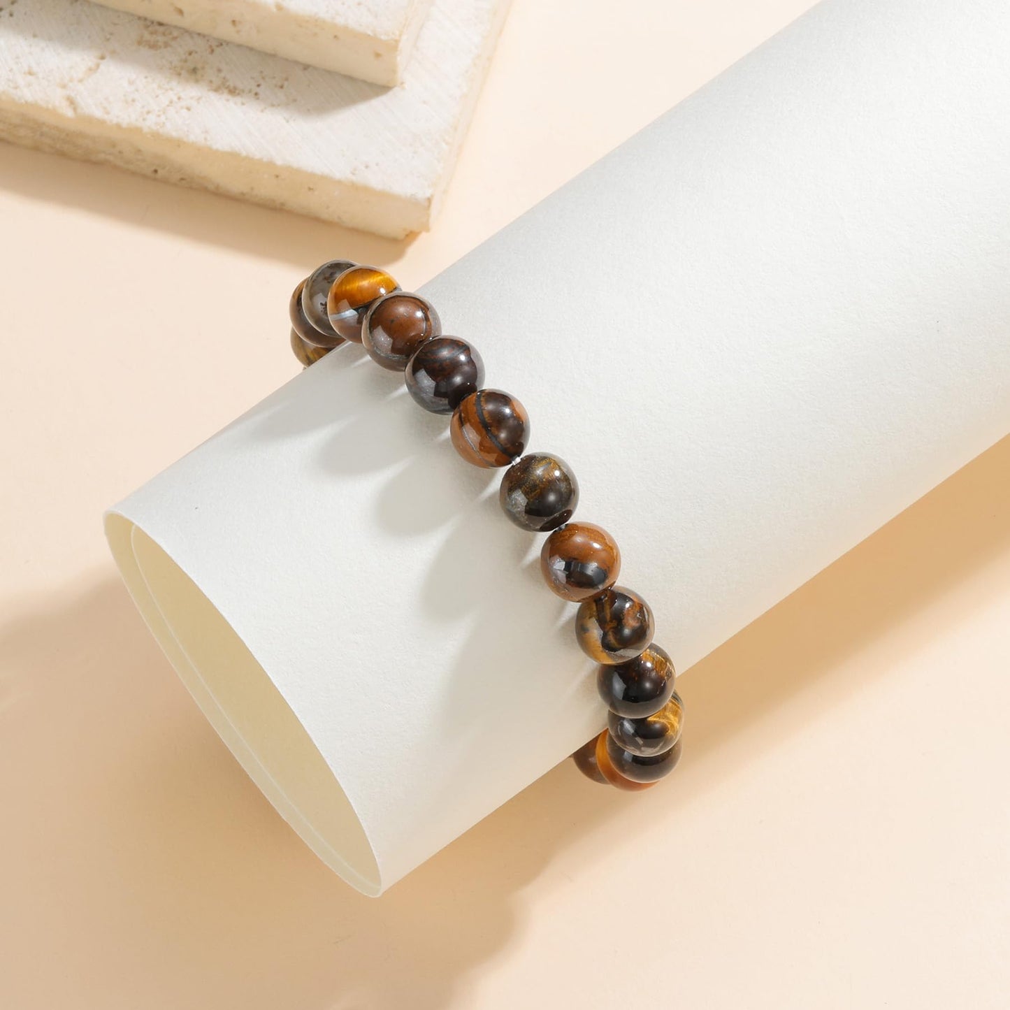Udolfly Womens Crystal Beaded Bracelets for Women Men Protective Energy Bracelet Natural Gemstone Bead Bracelet 8mm Tiger Eye