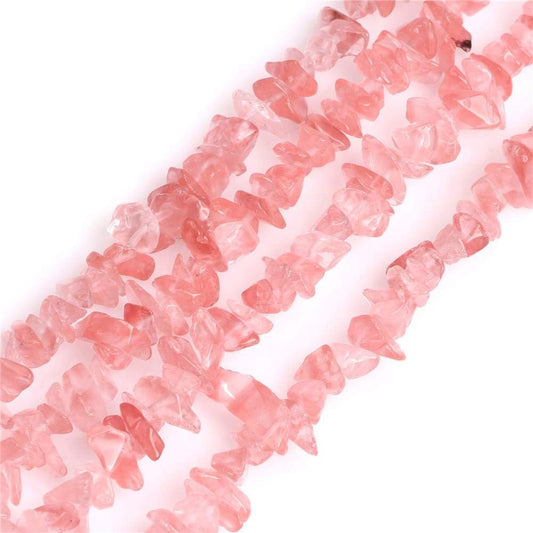 HAAMIIQII 5-8mm Cherry Quartz Crystal Chips Irregular Chip Stones Loose Gemstone Energy Healing Beads for Jewelry Making Strand 30 Inch