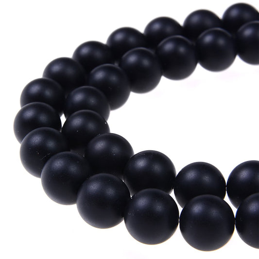 PLTbeads Natural Gemstone Loose Beads Matte Approxi 15.5 inch DIY Bracelet Necklace for Jewelry Making (10mm, Matte Black Onyx)