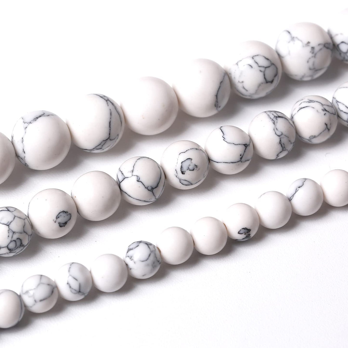 36PCS 10MM White Howlite Turquoises Round Loose Beads Natural Gemstone Beads for Jewelry Making DIY Bracelet Necklace 15"