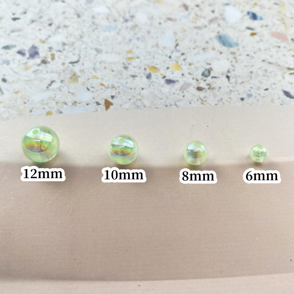 100pcs Acrylic Round Beads 12mm AB Colors Craft Beads Round Spacer Beads with Holes for Earring Bracelet Necklace Key Chains Jewelry Making(Light Green AB)
