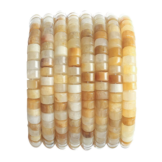 Natural Yellow Jade Stone Spacer Beads 6x3mm 38cm/str Flat Round Loose Semi Gemstone Caps for Making Bracelets Necklace