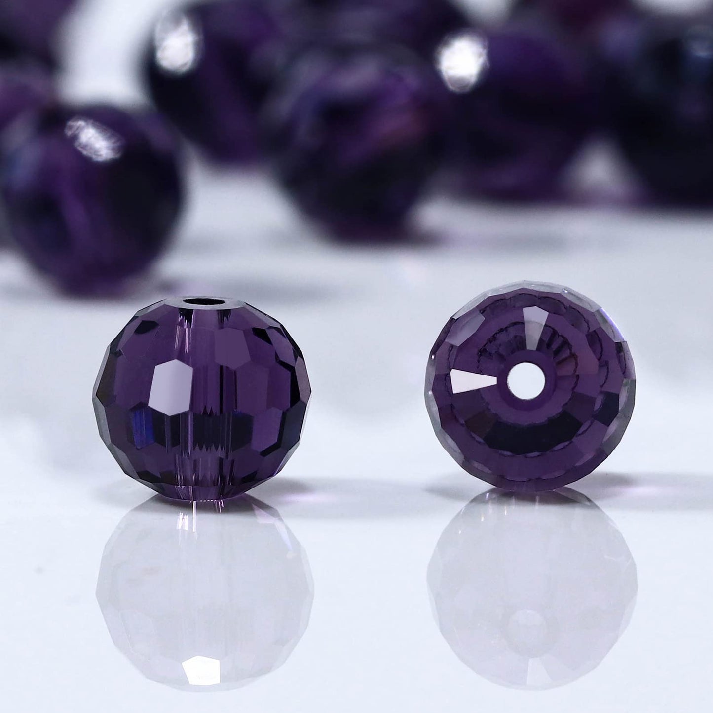 Dowarm 100PCS 8MM Crystal Glass Beads for Jewelry Making, Tanzanite Faceted Crystal Beads for Crafts Bracelet Wind Chimes Suncatcher, #5003 Rondelle Spacer Beads, Loose Gemstones