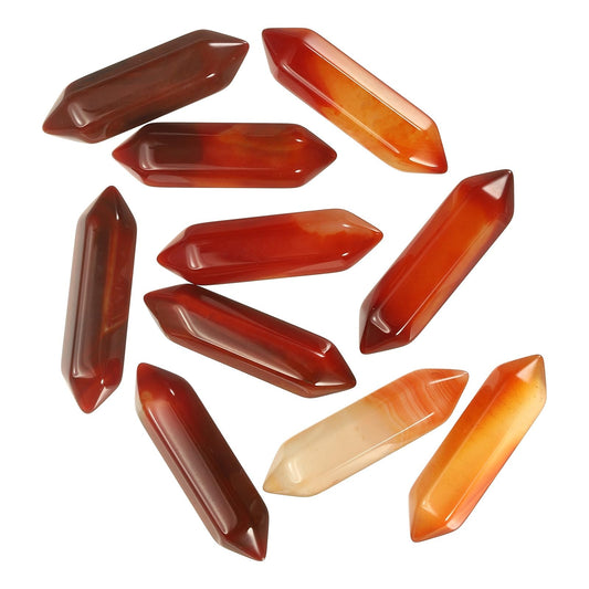 MECCANIXITY 10 Pack Red Agate Quartz Crystals, Polished Crystals Bulk Hexagonal Shaped Meditation Gemstone for Jewelry Making Energy Balance Accessories Gifts