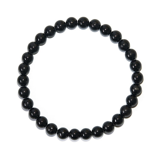 BANANE LAB Black Tourmaline Bracelet Men Women 6mm - Real Natural Protection Crystal Stretch Bracelets - 6.5" Wrist Fit with DIY Repair Kit (Elastic String & Extra Beads) - Grounding Healing Jewelry