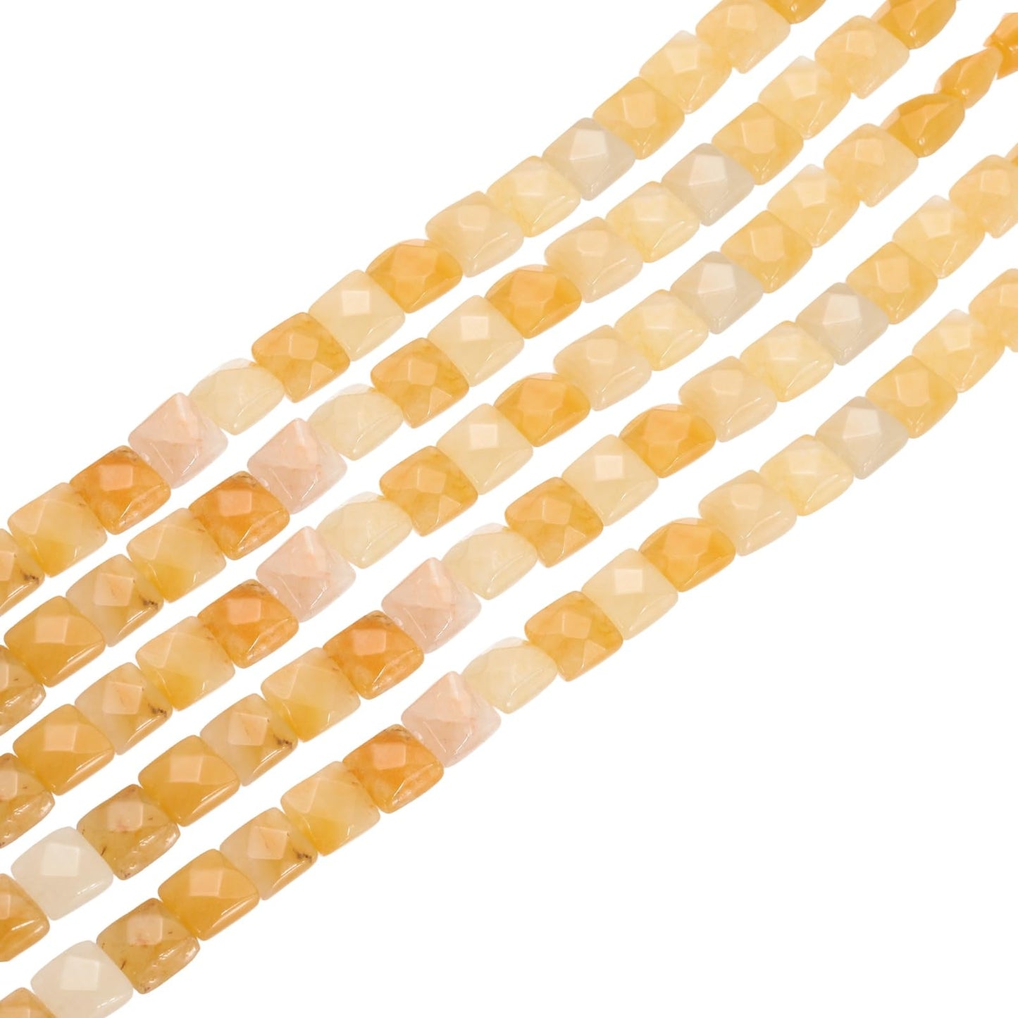 PATIKIL 50 Pack Natural Stone Beads, 8mm Faceted Square Agate Beads Bulk Natural Topaz Stones, for DIY Jewelry Making Necklace Bracelet Accessories, 2 Strands, 16 Inches, Yellow
