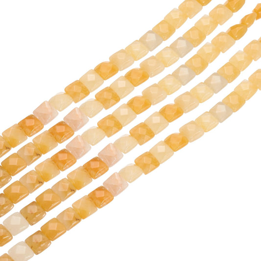 PATIKIL 50 Pack Natural Stone Beads, 8mm Faceted Square Agate Beads Bulk Natural Topaz Stones, for DIY Jewelry Making Necklace Bracelet Accessories, 2 Strands, 16 Inches, Yellow