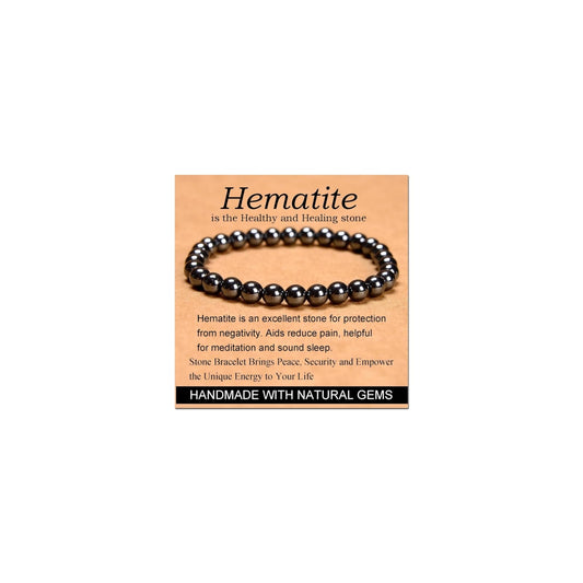 CHELYQST Hematite Bracelet - Stone of Healthy and Healing,Stretch Natural Stone Crystal Beads Jewelry Gifts for Women Men Unisex Adult,6mm
