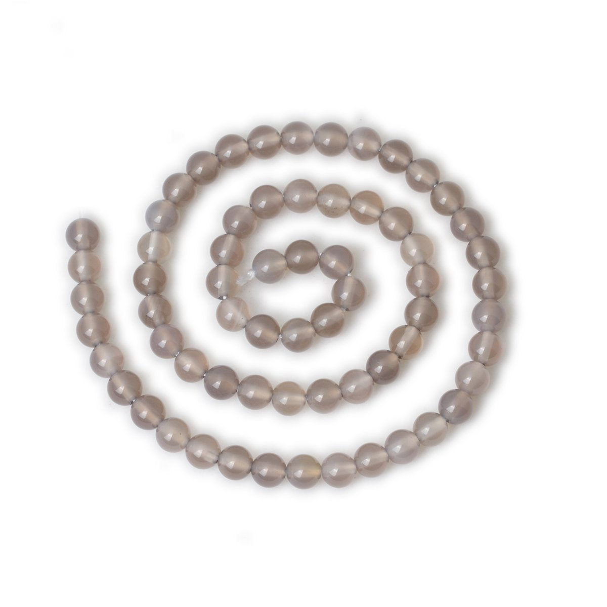 CHEAVIAN 60PCS 6mm Smooth Surface Grey Agate Round Loose Beads Energy Stone for Jewelry Making 1 Strand 15"