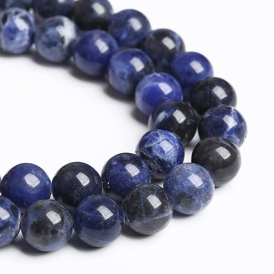 8MM 45PCS Natural Stone Deep Blue Sodalite Loose Beads for Jewelry Making DIY Bracelet Necklace